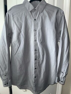 Kenneth Cole Reaction men’s long sleeve button up shirt slim fit size 17 34-35